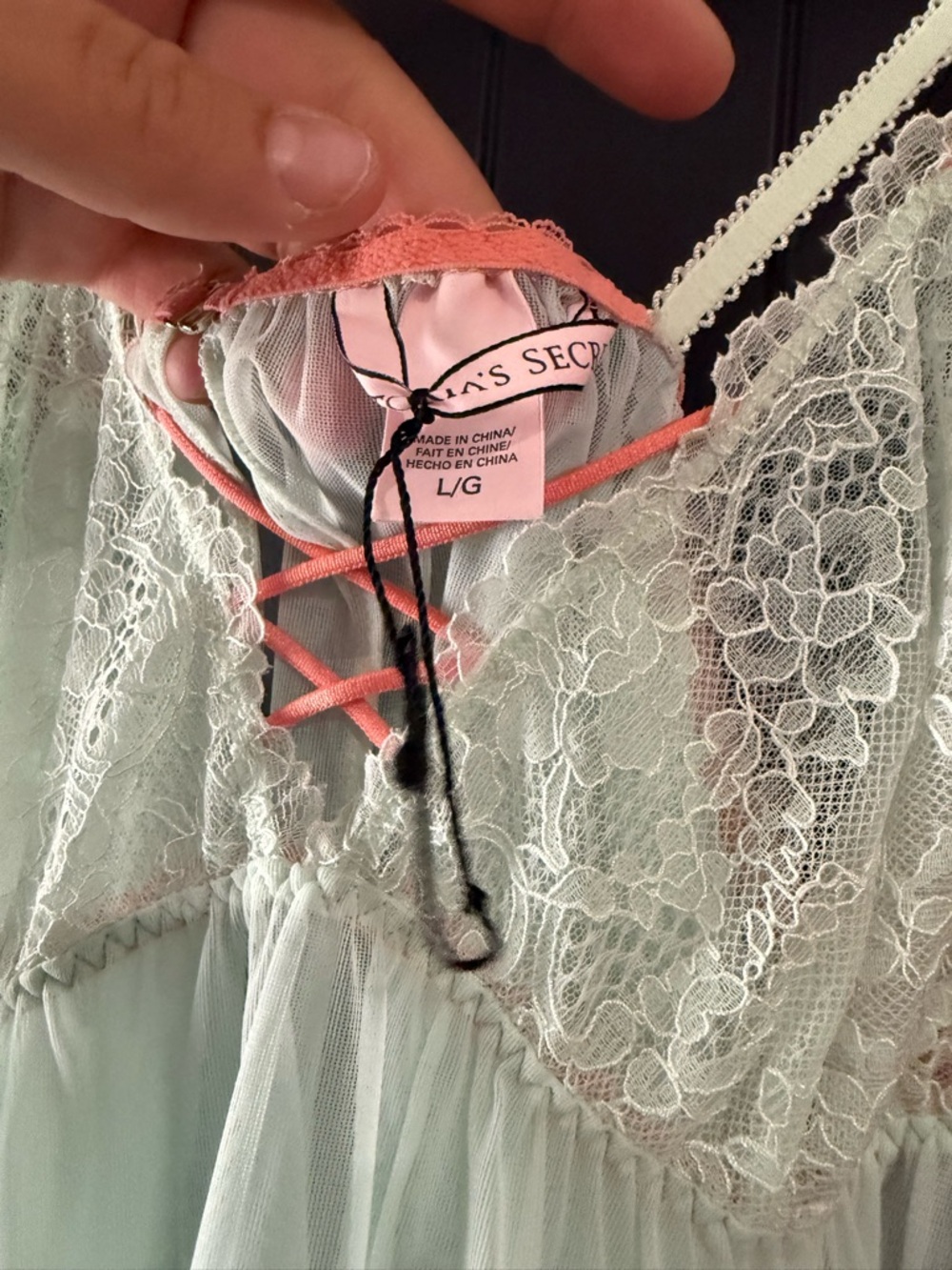 VTG Victoria’s Secret Mint Lace Babydoll 💕 Y2K Coquette Sheer Slip Nightgown LG - Picture 6 of 6